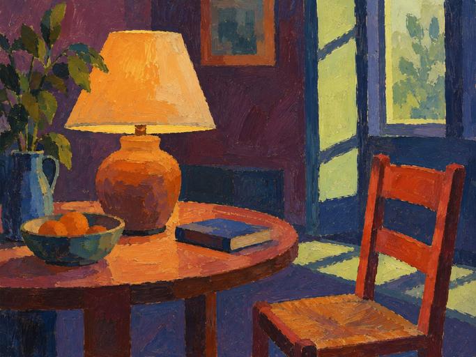 A Light Left On, by Julian Demowells, Oil and acrylic on linen, 2026